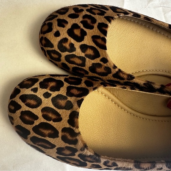 Garnet Hill Women’s Leopard Petra Signature Ballet Flat Leather Handmade Italy - Picture 10 of 11